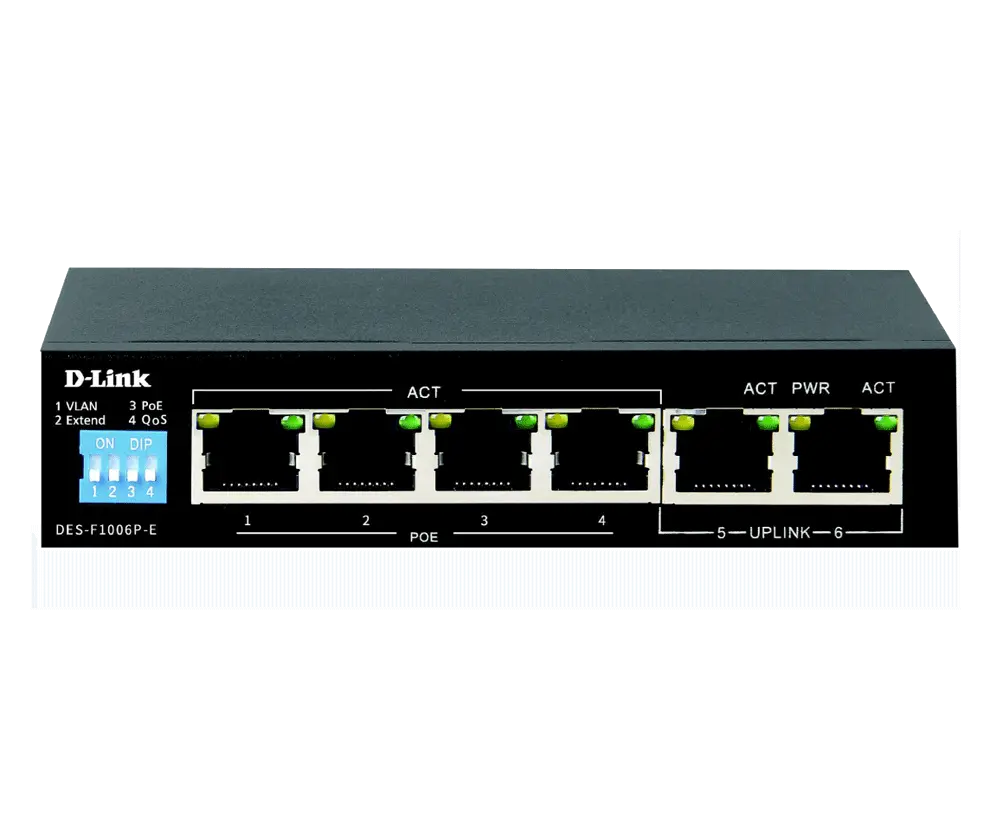D‑Link DES‑F1006P 6‑Port Fast Ethernet PoE+ Unmanaged Switch