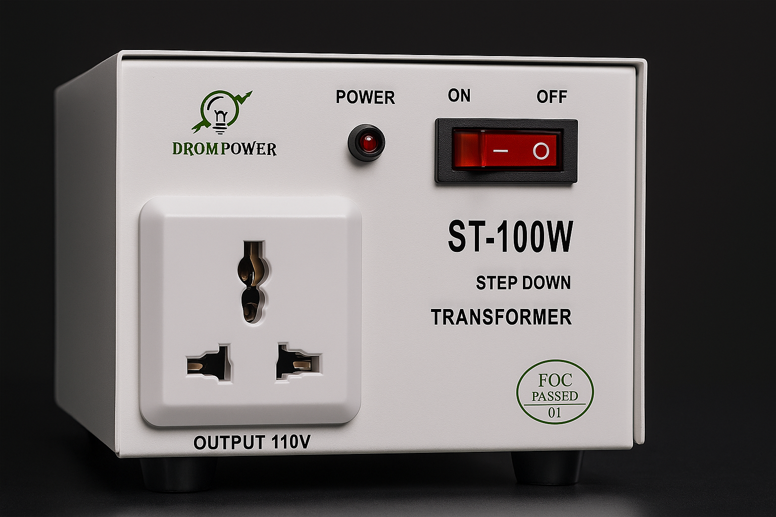 Drom Power 100W Step-Down Transformer (ST-100W) – 220V to 110V Voltage Converter
