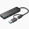 Vention 4-Port USB 3.0 Hub with Type‑C & USB‑A 2‑in‑1 Interface and Power Support 0.15M ABS VEN CHTBB
