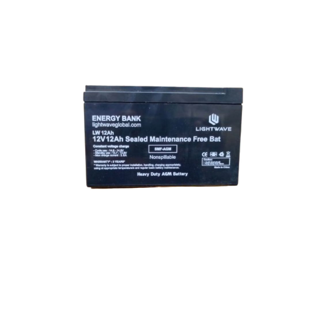 Lightwave 12V 12Ah UPS Battery High Performance SMF Sealed Maintenance Free Battery