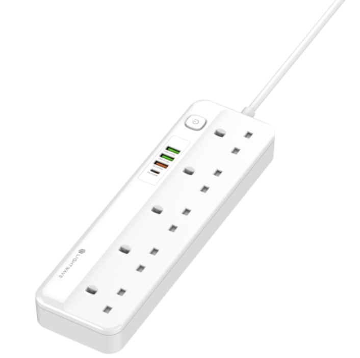 Lightwave 5-Way Extension Socket 2m with 4 USB Ports & Surge Protection