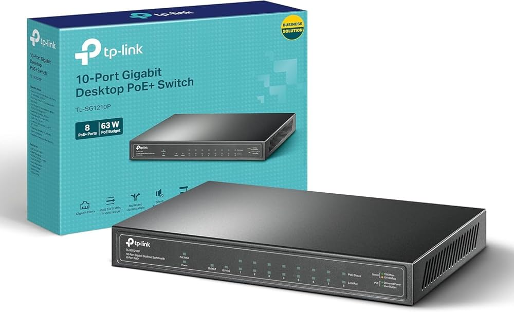 TP‑Link 10‑Port Gigabit Desktop Switch with 8‑Port PoE+ – TL‑SG1210P