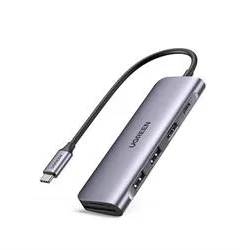 UGREEN 7-in-1 Multifunction Adapter – UG-15214 (USB-C to 2 × USB 3.0, USB-C, 4K HDMI, SD & TF Card Reader, 100W PD)