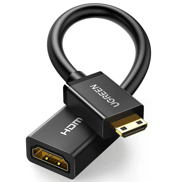 UGREEN Mini HDMI Male to HDMI Female Adapter Cable 22cm (Black) – UG-20137