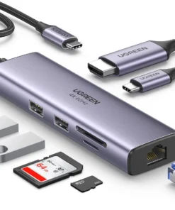 UGREEN 7-in-1 USB-C Hub Adapter with 4K HDMI, Ethernet, SD/TF, USB 3.0, and 100W PD (Model UG-90568)
