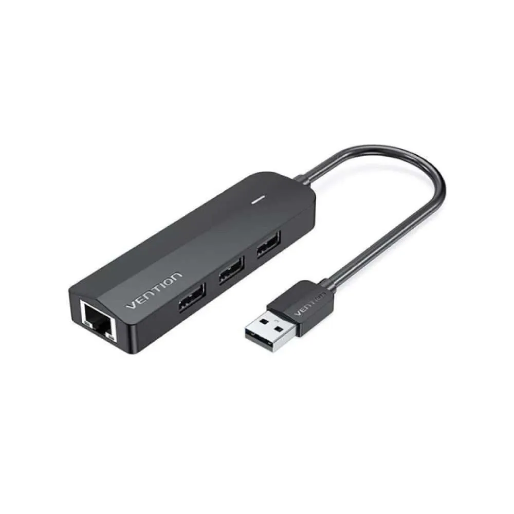 Vention 3-Port USB 2.0 Hub with LAN 0.15M Black VEN CHPBB