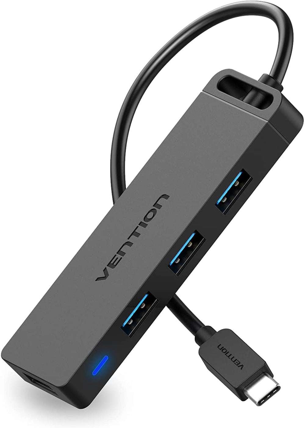 Vention Type-C to 4-Port USB 3.0 Hub with Power Supply 0.5M Black ABS VEN TGKBD