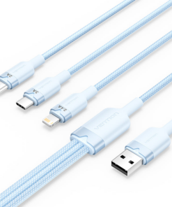 Vention USB 2.0 A Male to 3‑in‑1 Micro‑B & USB‑C & Lightning Male Cable 1M Gray Aluminum Alloy Type - VEN CQJHF
